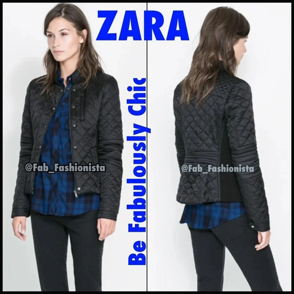 Zara Black quilted jacket Coat size small